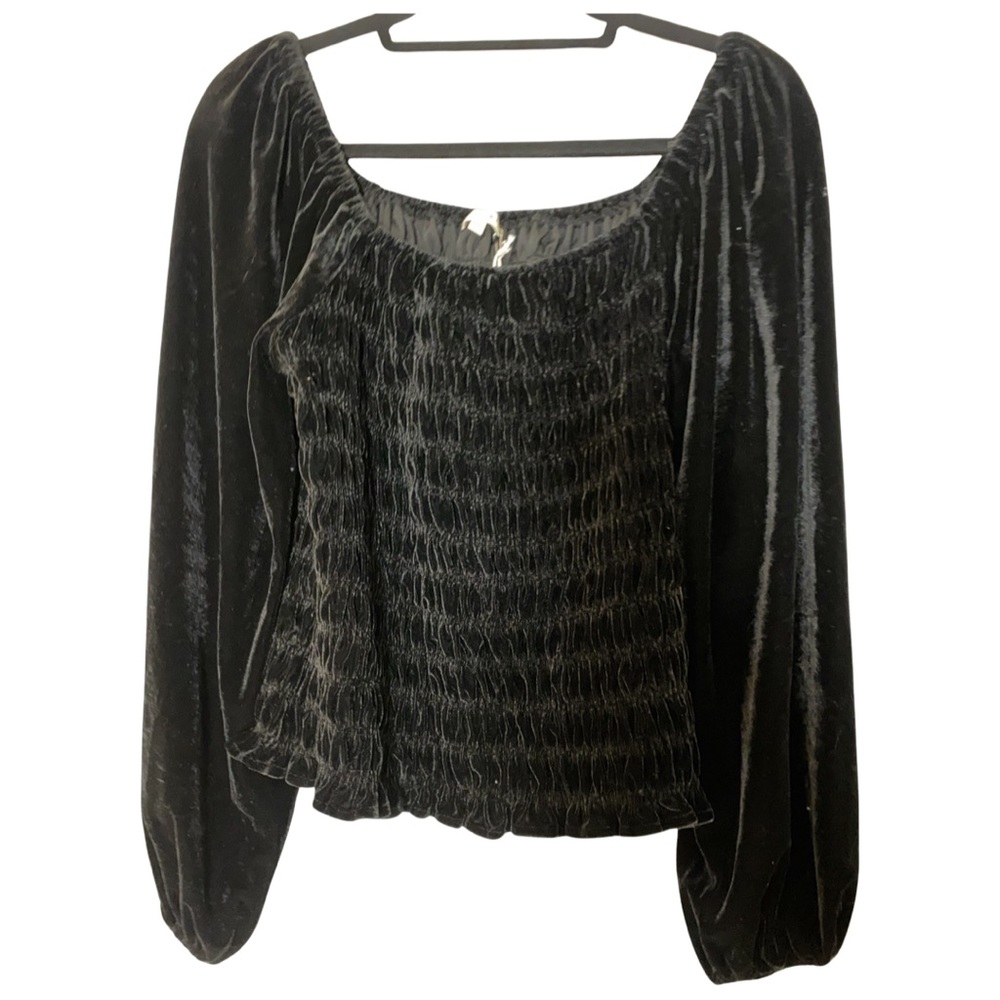 Rusched Black Velvet Top
